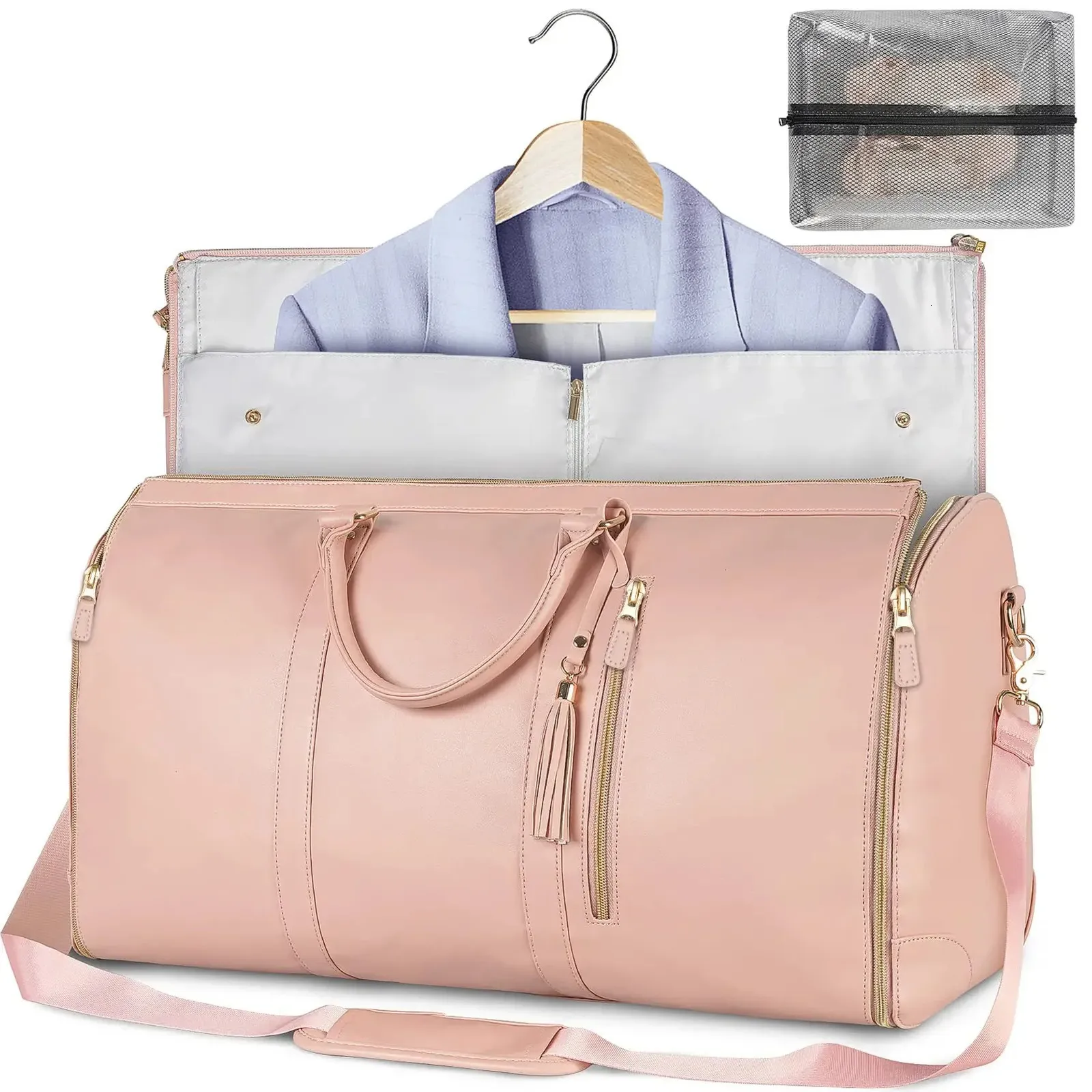 j.fold travel tote bags Foldable Carry-On Friendly Pink New and improved Foldable Travel Bags: Large PU