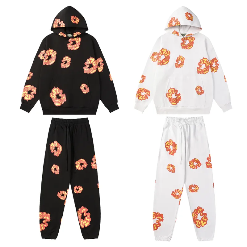 Save Big on Bulk Hoodie And Sweatpants Set Mens Men's Terry Cloth Hoodie  And Sweatpants Set Fashionable Pullover Sweat Suit With Flower Foam Print,  EU