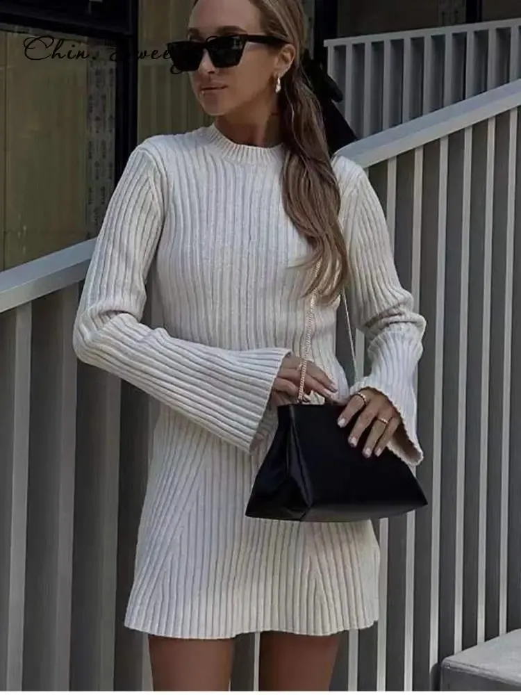 fitted lace wedding dress Cable Knit Flare Sweater Dress Medium main image 1