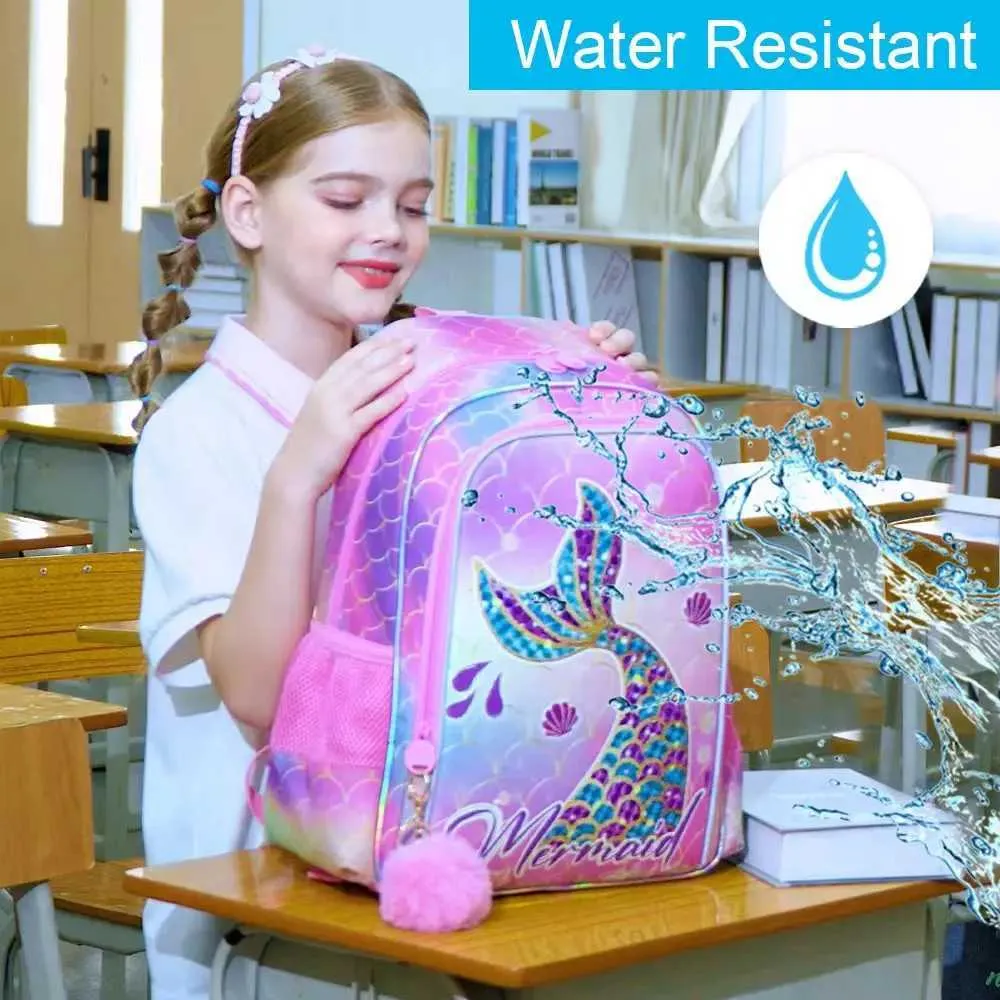 CFERSAN Mermaid Ocean Print Kids Backpack - Water Resistant School Bag For Boys & Girls - View #7