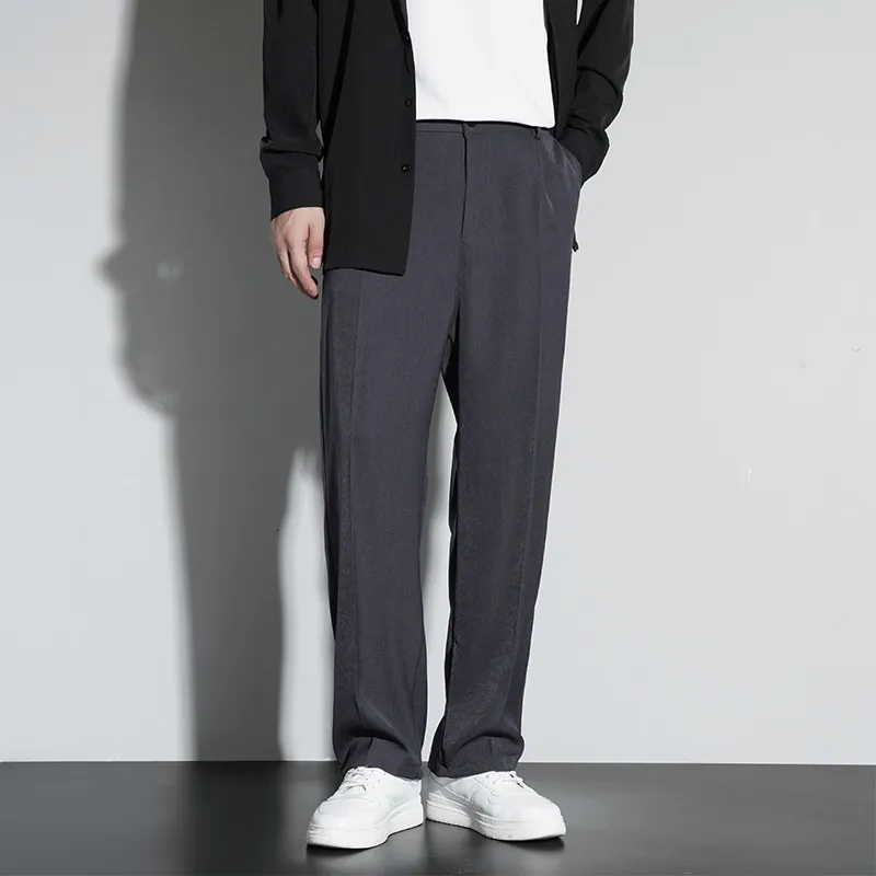 Mens Wide Leg Casual Pants Loose Fit Straight Leg Trousers