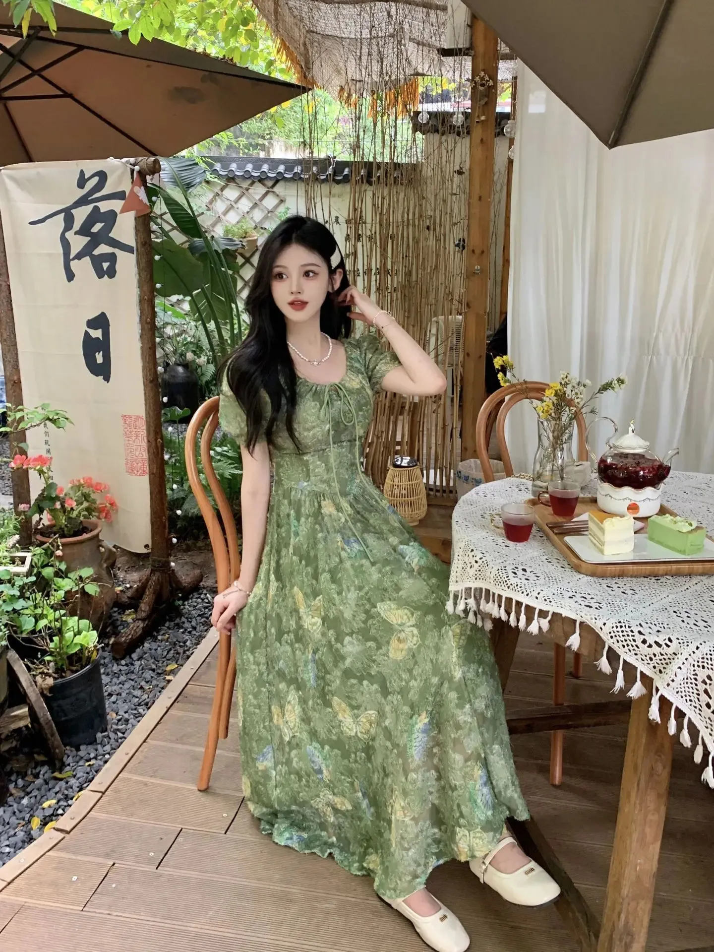 slim fit dress slacks Women's Emerald Floral Dress main image 0