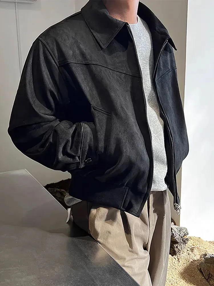 High-Quality Men's Solid Suede Bomber leather jacket High-Quality Men's Solid Suede Bomber leather jacket