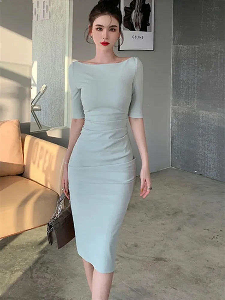 Elegant One Piece Midi Dress For Women Perfect For Office And Summer Parties Slim Fit Bodycon Design Fashionable Vestidos Elegantes Color Champagne 240809 From Charm clothes 20.22 DHgate.Com