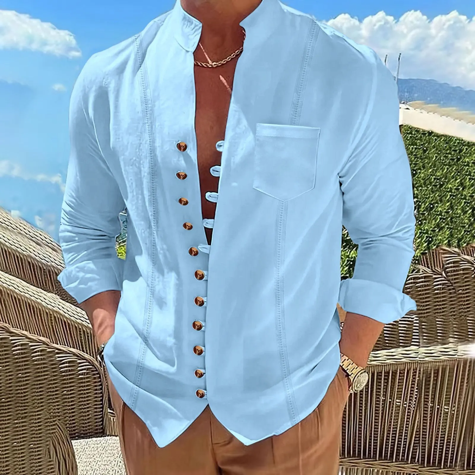 Cuban Clothing For Men: Lightweight Cotton Linen Long From