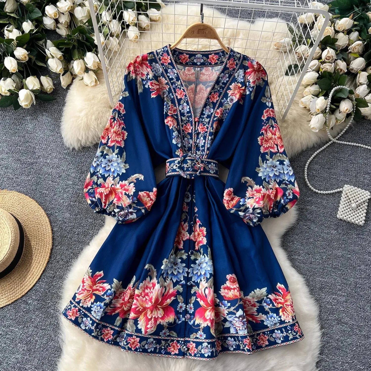 short sleeve dress fall Short Sleeve Classy Knee-Length Party Dress 8524 Navy / Small
