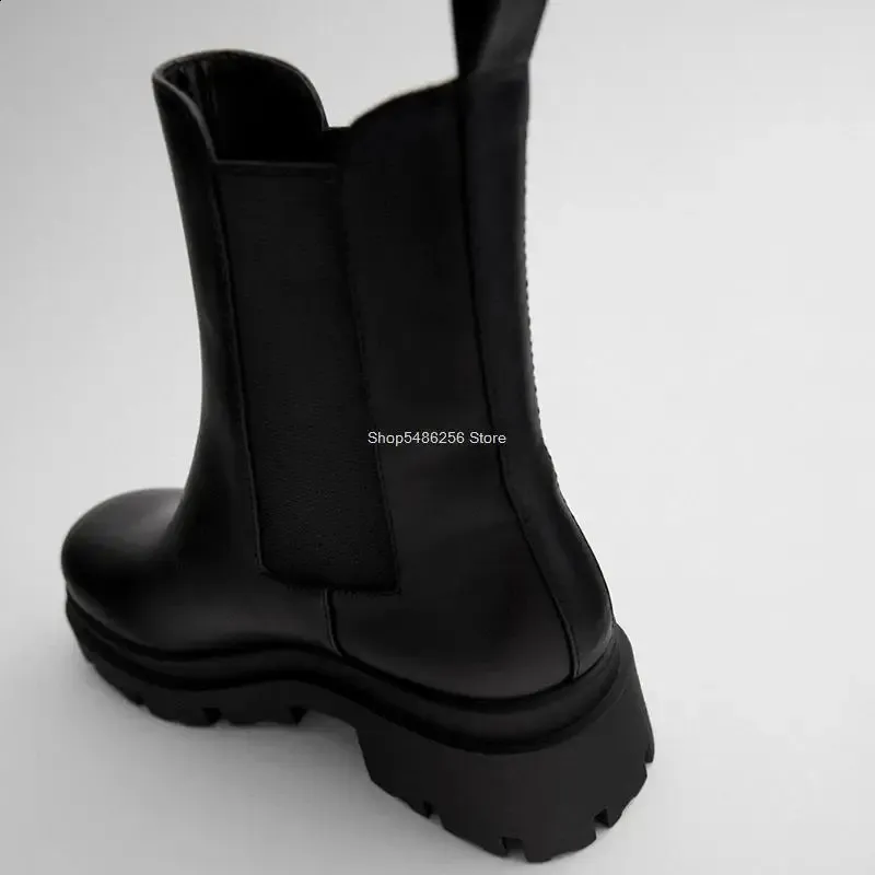 Chelsea Feamle Autumn Winter Ankle Women Thick Bottom Platform Shoes Ladies Knitted Fashion Short Boots 240810_voghion.com