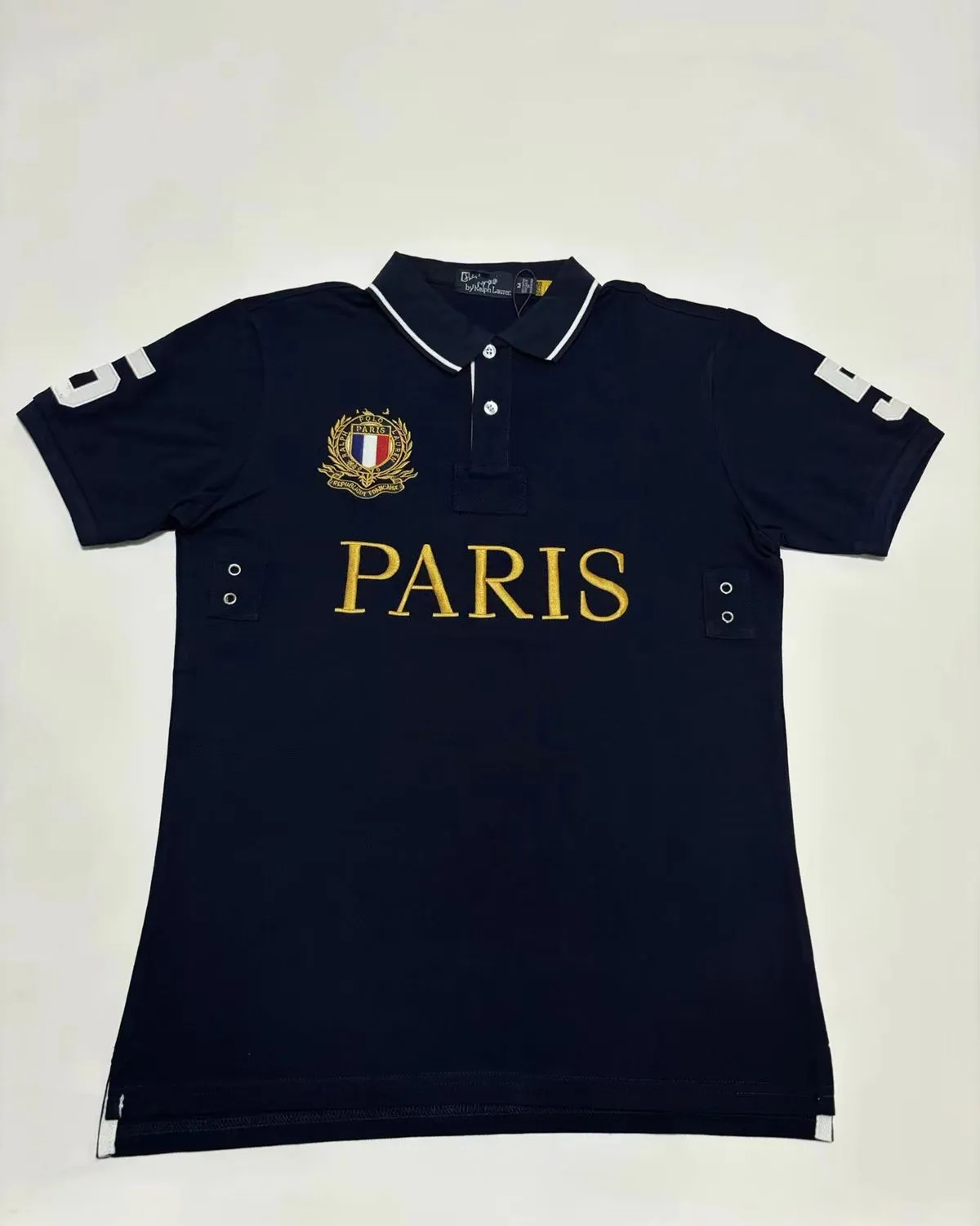 Large men s polo shirt with Parisian embroidery lapel collar short 