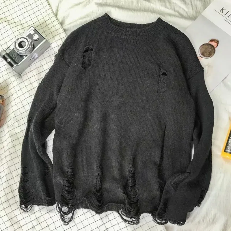Oversized Ripped Knit Sweaters: Men's & Women's Hip Hop Pullovers ...