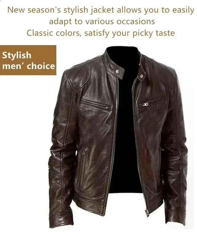 Lazada Leather Jacket New Fashion Slim Fit PU Leather Leather
