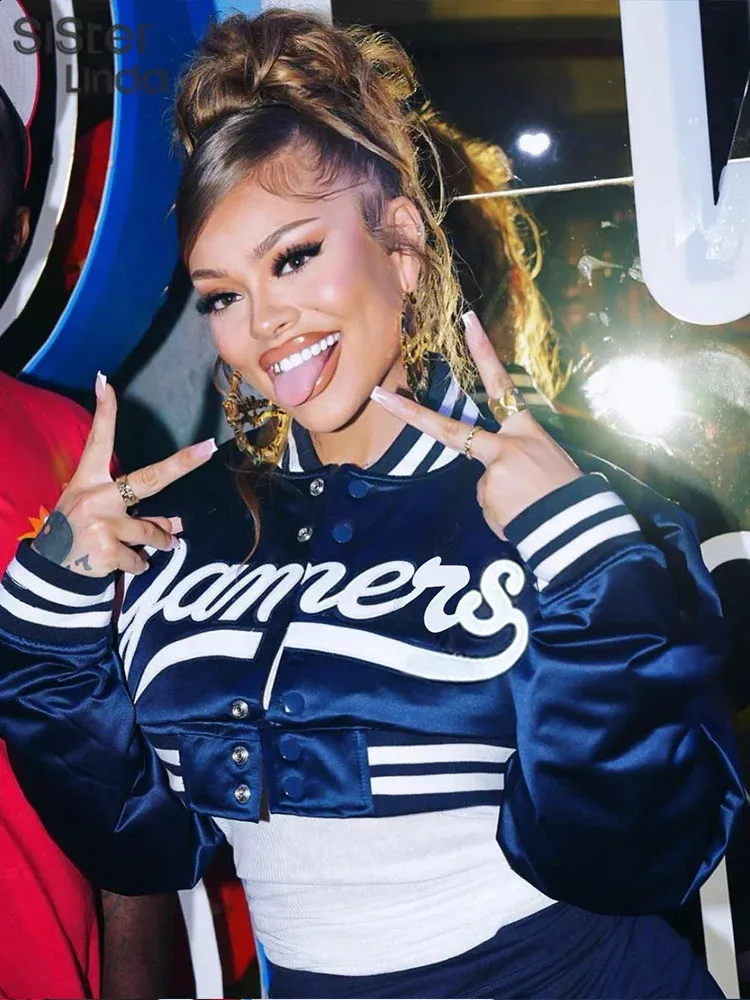 Y2K Varsity Jacket: Embroidered Letter Baseball Outwear