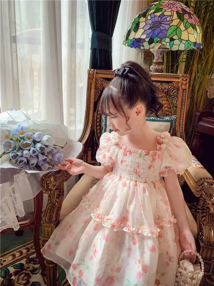 sachin and babi light blue dress Baby Girls Princess Dress Summer Floral Chiffon Puff Sleeve Casual Dress  for Children Ages 4-16 from Dhgate Girl's Dresses