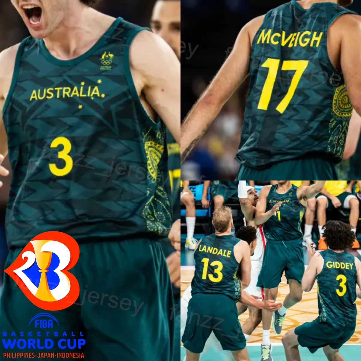 Australia Basketball Jerseys Patty Mills, Landale, Giddey