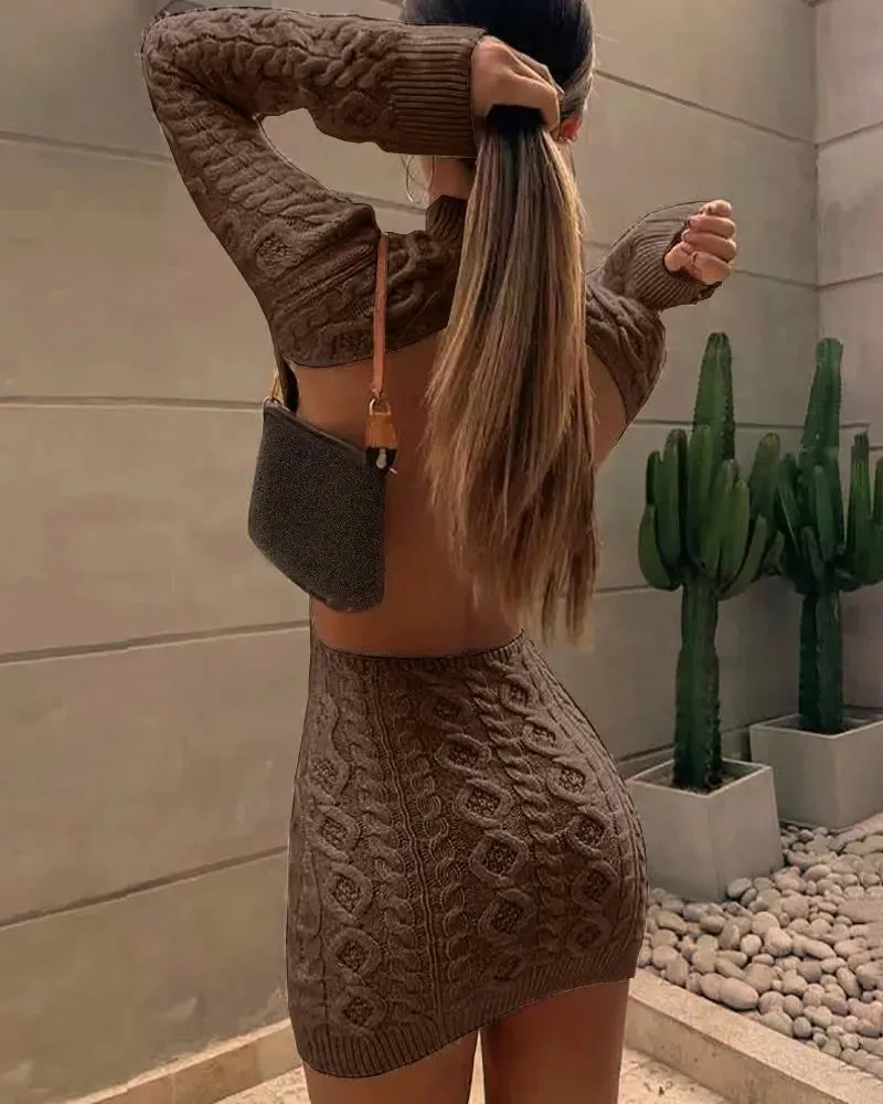 Autumn's Embrace: Backless Long Sleeve Knit Sweater Dress - High Waist  Design, Shop Now! from Dhgate Basic & Casual Dresses - price 57.29
