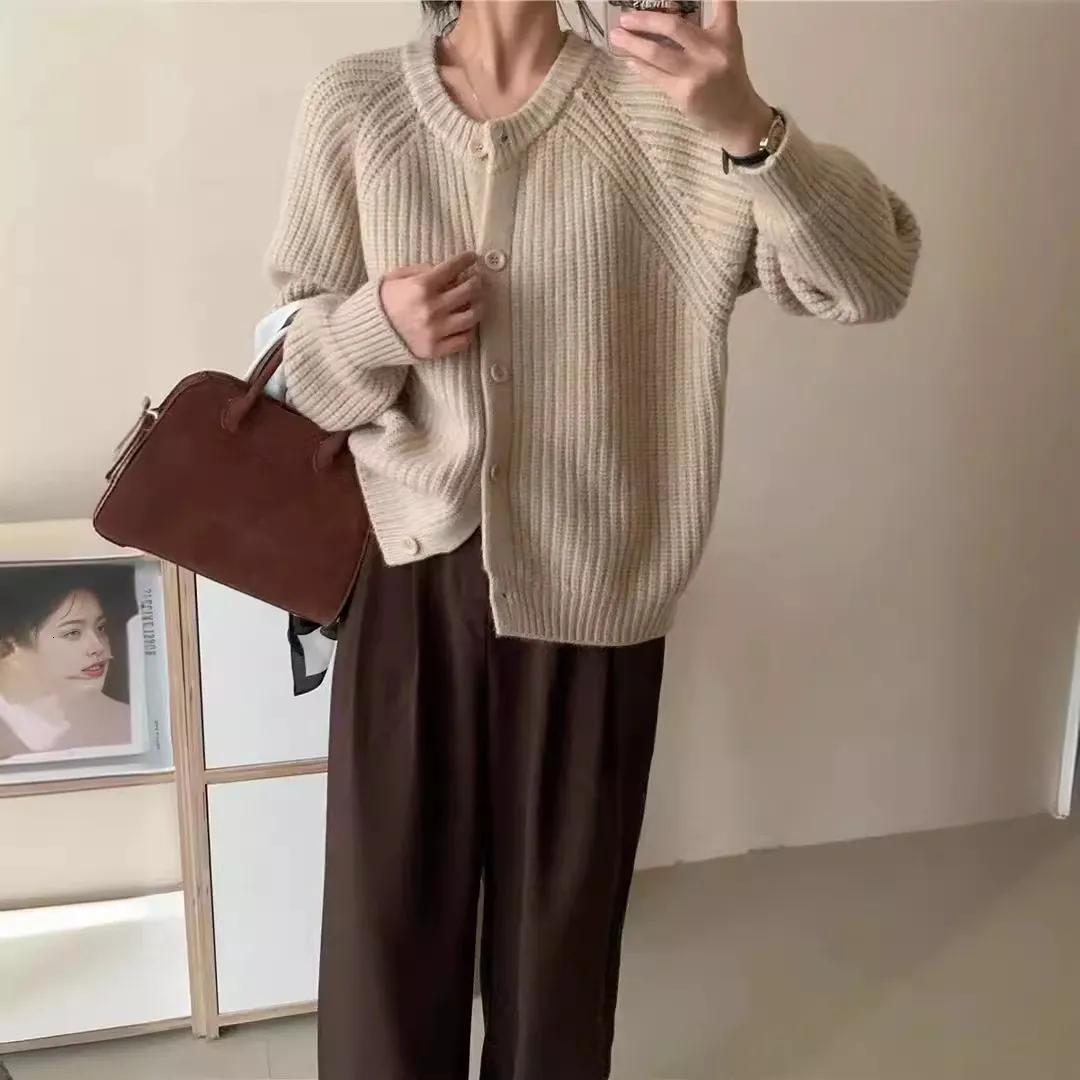 Korean Cardigan: Chunky Knit Open Front Cardigan, Warm Autumn