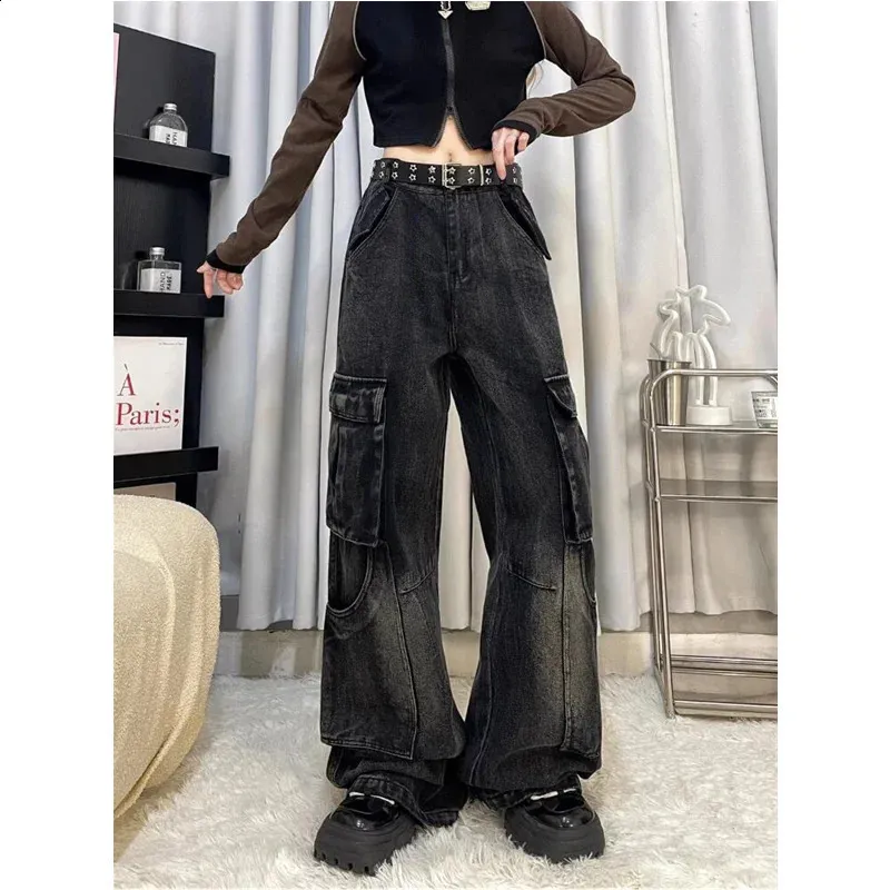 Wide Leg High Waisted Black Pants for Women: Y2K Style