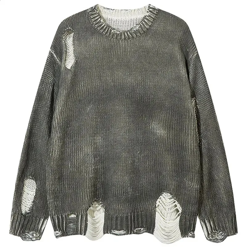 Men's Vintage Y2K Grunge Sweater - Ripped Holes, Knit, Solid, Long Sleeve, Pink, Streetwear, Hip Hop, Punk, Gothic Men's Vintage Y2K Grunge Sweater - Ripped Holes, Knit, Solid, Long Sleeve, Pink, Streetwear, Hip Hop, Punk, Gothic