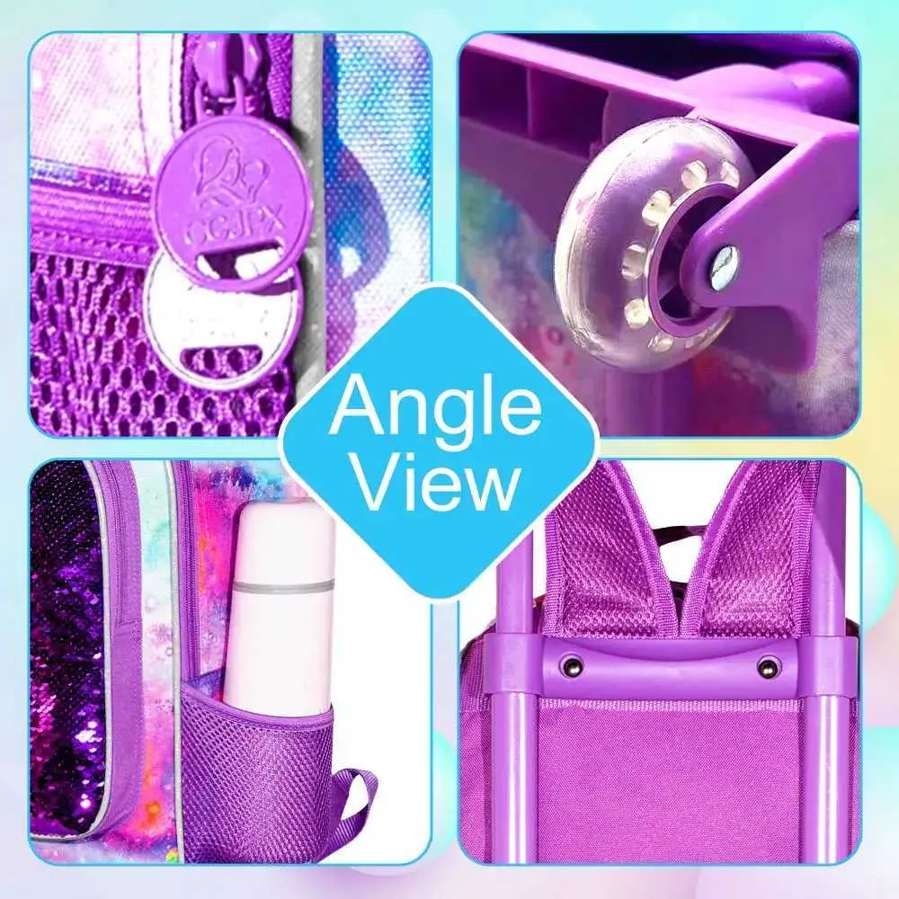 THCNKUI Custom Name Backpack Set For Kids – 3-Piece Purple Unicorn Rainbow Backpack With Lunch Bag & Pencil Case