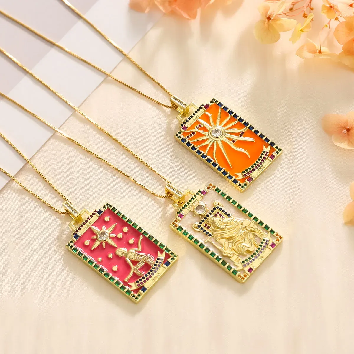 Necklace Set Metal Free Necklaces Tarot Card Necklace Set: 3pcs