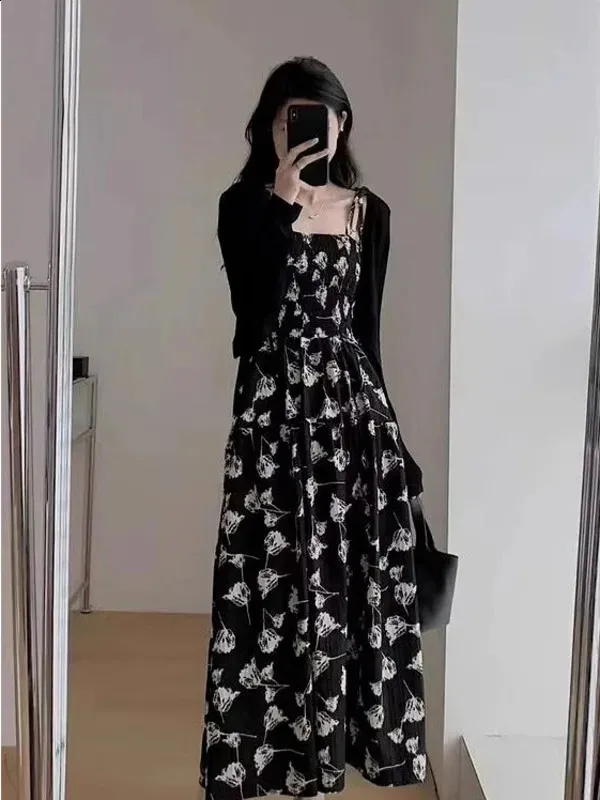 French floral white camisole dress floor-length chiffon feather decoration  small stature spring from Dhgate Basic & Casual Dresses - price 55.26