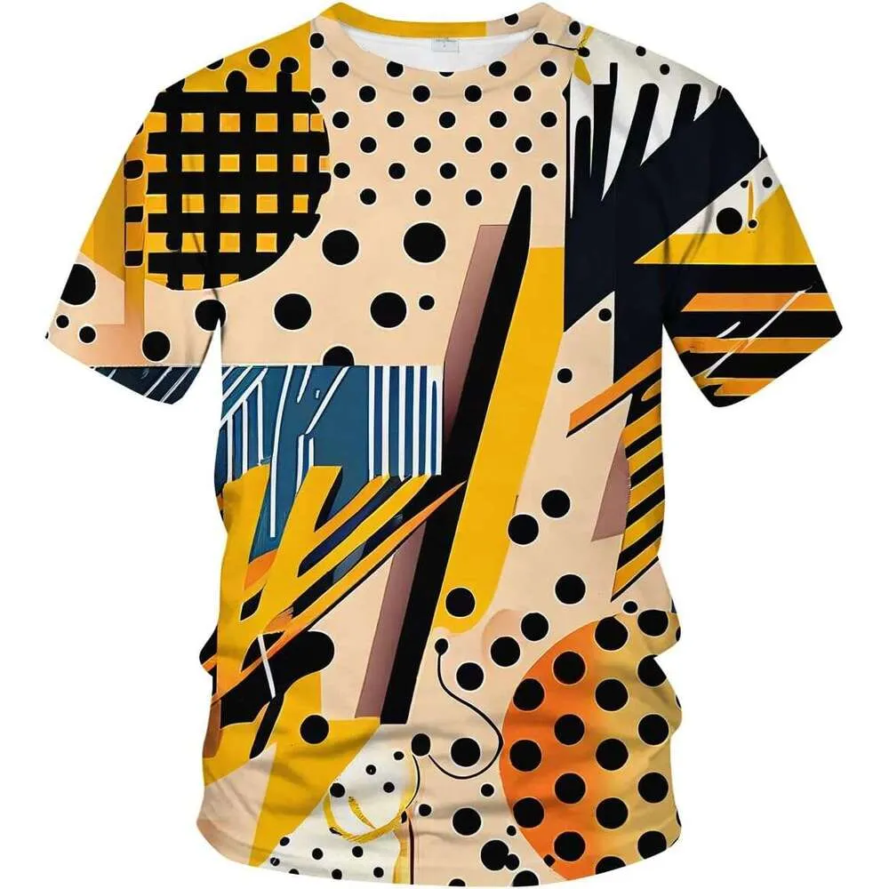 Camiseta Geométrica Fractal 3D Para Hombres TEE Gráfico De Verano