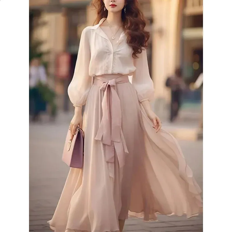 Ropa Coreana Set De Vestimenta De Estilo Retro Para Mujer Elegante