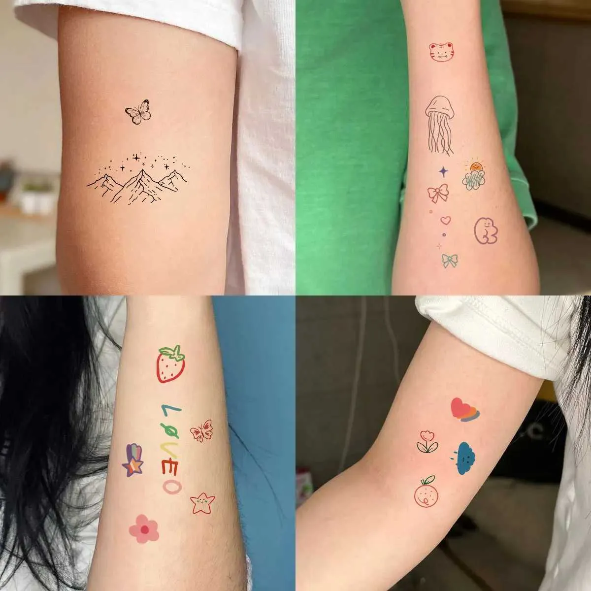 6 Cute Cartoon Temporary Tattoos: Colorful Flower \u0026 Heart Designs -  Waterproof \u0026 Easy to Apply! Shop Now! from Dhgate Tattoo Transfer - price  12.71, image size:1200x1200
