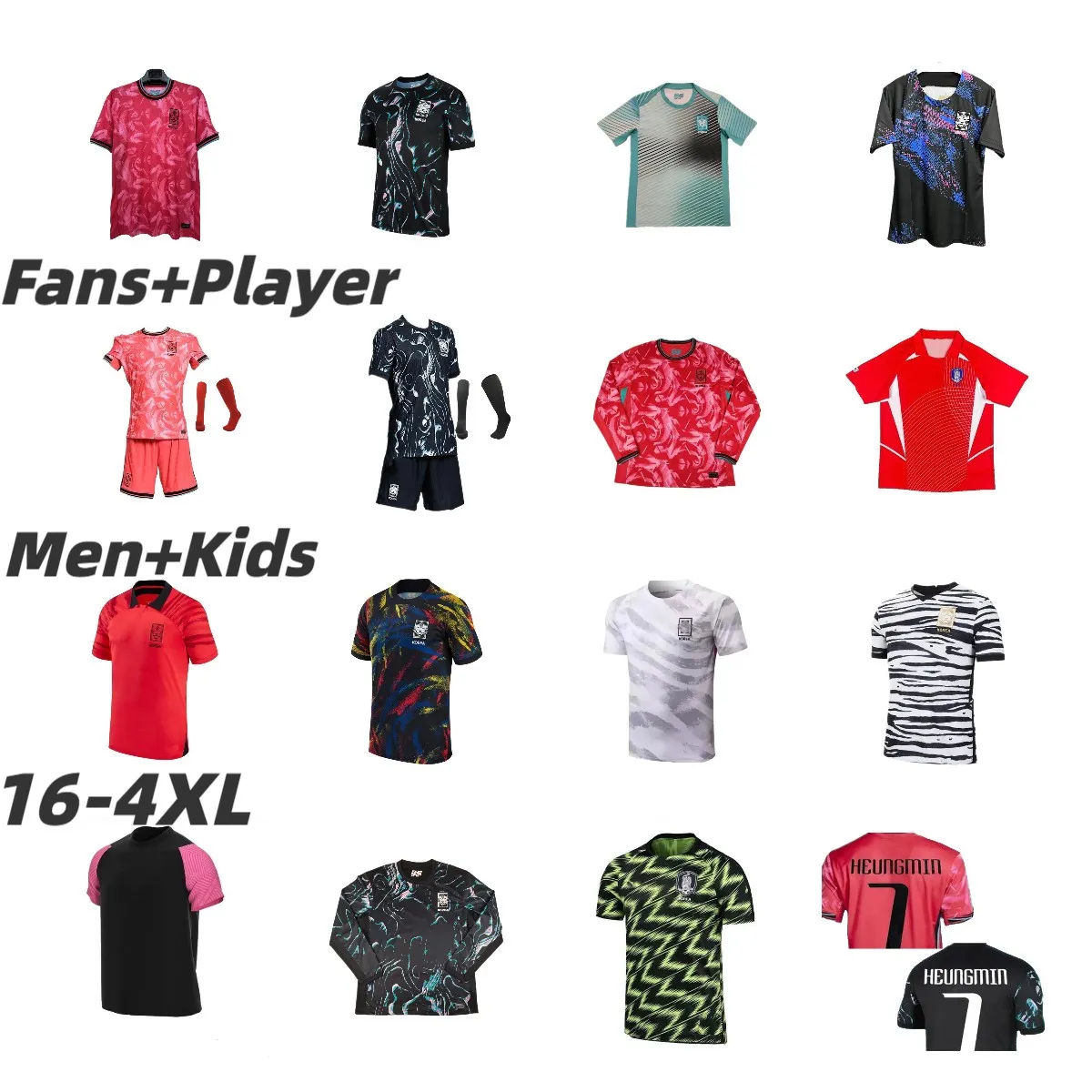 Save Big on Bulk South Korea Soccer Jersey Son South Korea SON HWANG KIM  Football Shirt 2024 2025 Black Long Sleeve Soccer Jerseys Home Away  Training