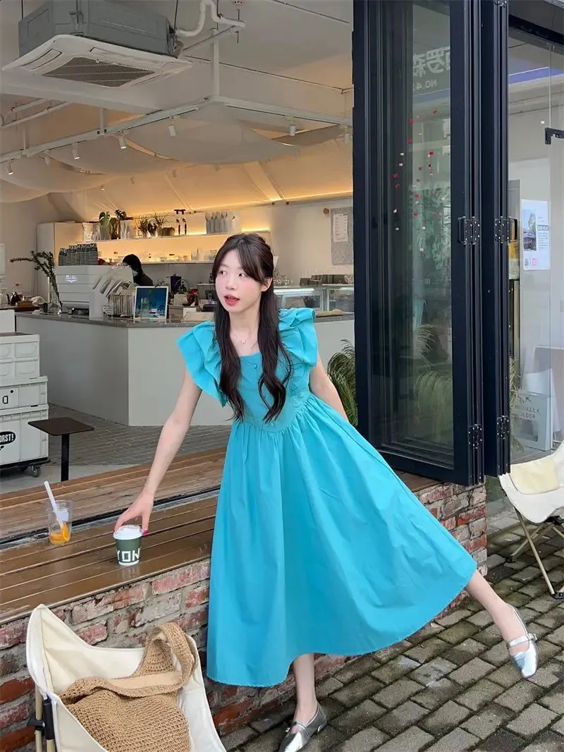 chinese dress ladies Korean Style] Loose Fit Lace Trimmed V-Neck A-line Dress  Ordicle
