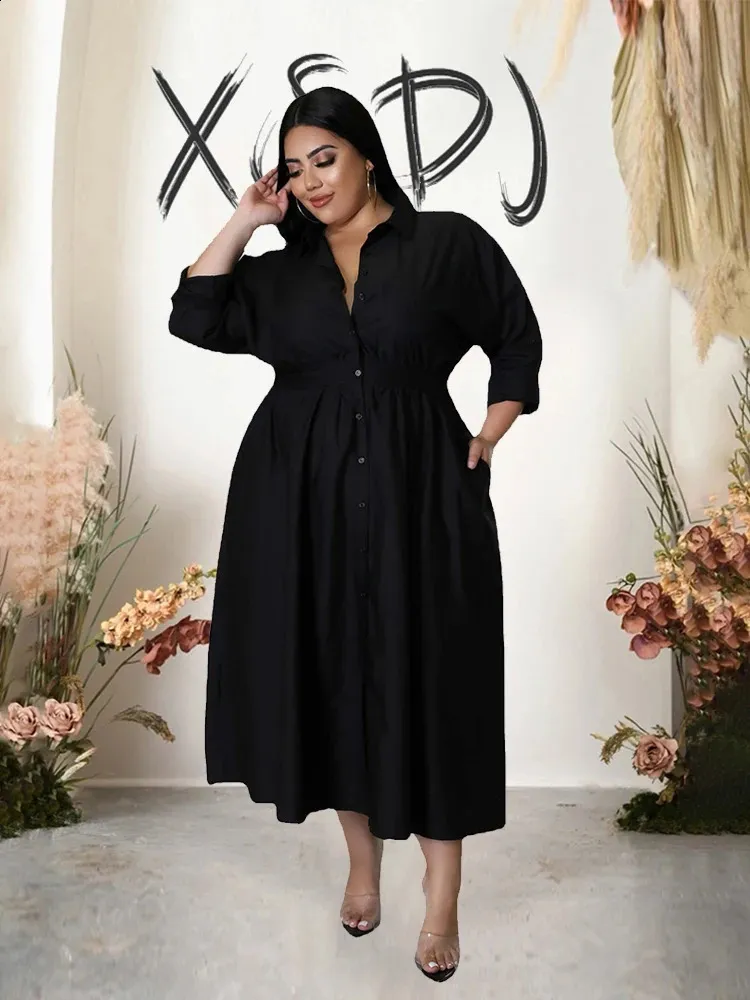 chinese dress ladies Plus Size Long Sleeve Jersey Flared Swing T-Shirt Tunic Dress with Sid –  TheLovely.com main image 0