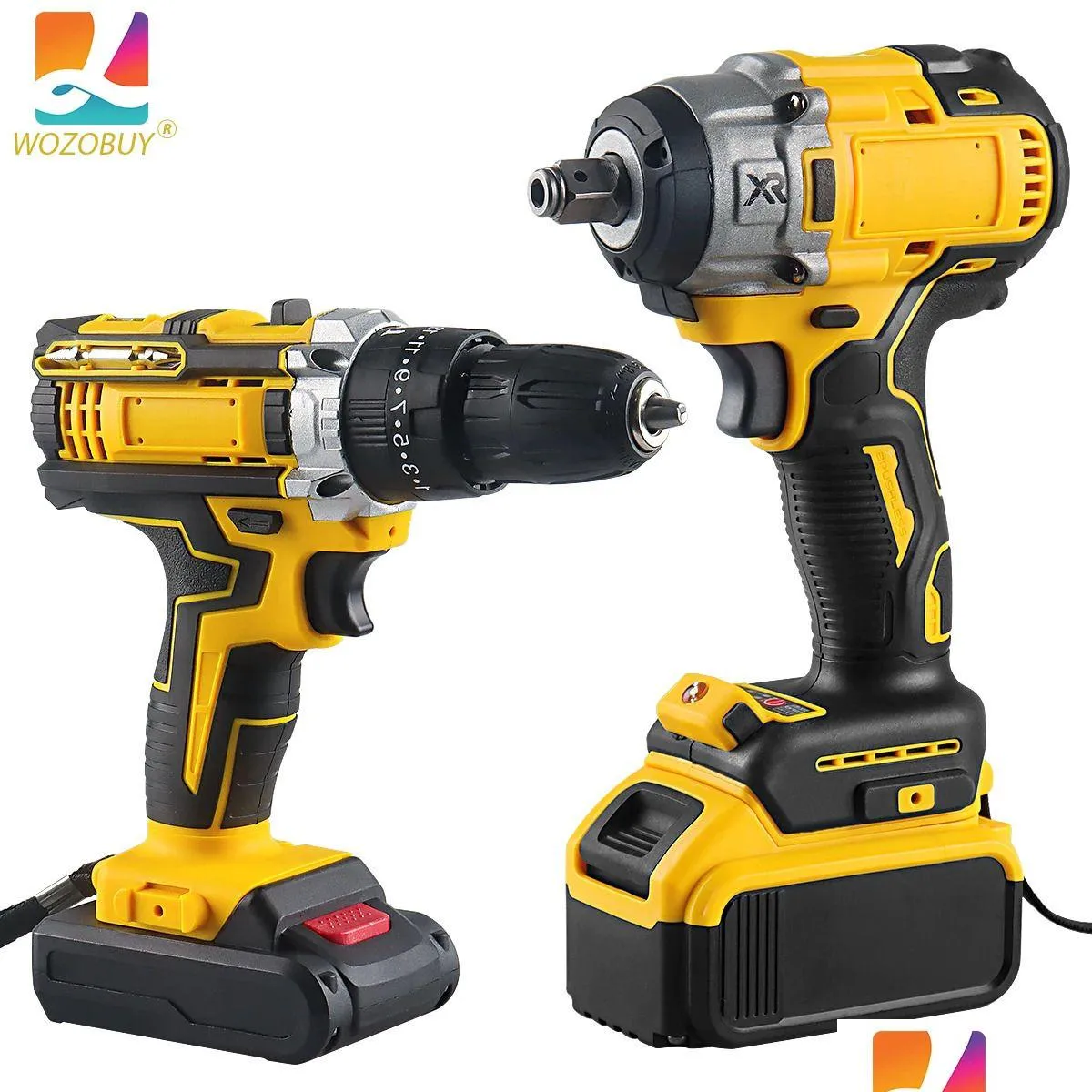 Electric Drill Wozobuy 21V Max Cordless And Impact Wrench Power Tool With Batteries Charger 240407 Drop Delivery Home Garden Tools Dhkaw