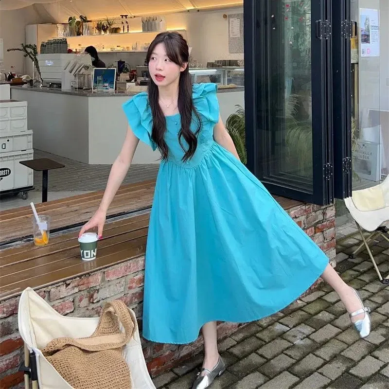 Korean Summer Dress Floor-Length Square Collar Flying Sleeve Chiffon A-Line  Dress from Dhgate Basic & Casual Dresses - price 65.13