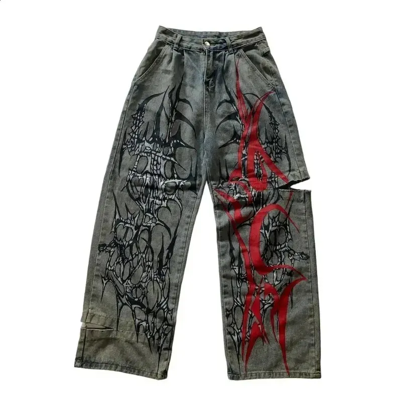 Streetwear Harajuku Baggy Wide Leg Jeans With Tiger
