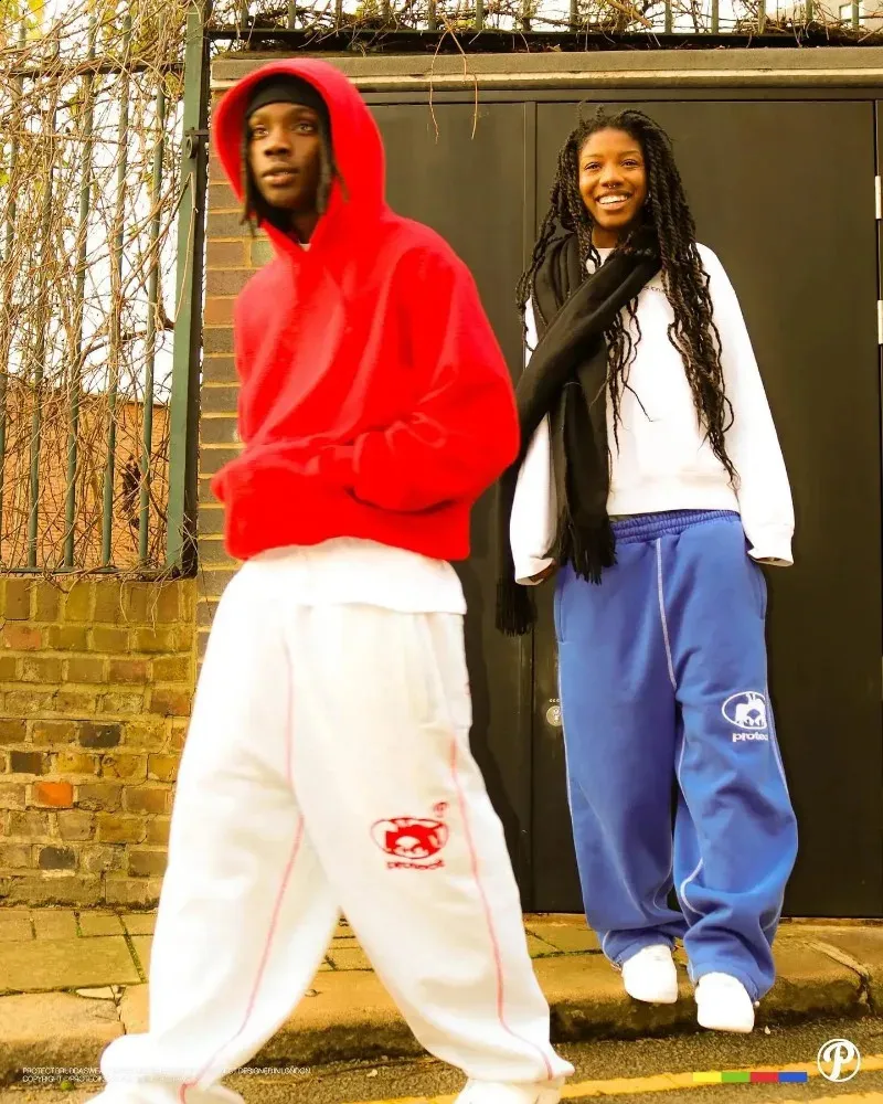 Retro Embroidered Sweatpants: High Waist, Loose Fit Joggers