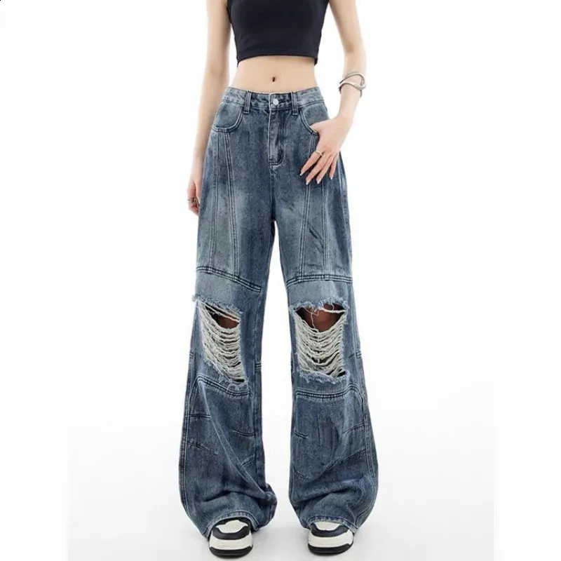 High Waisted Baggy Jeans Ripped Pacsun Medium Blue Distressed High