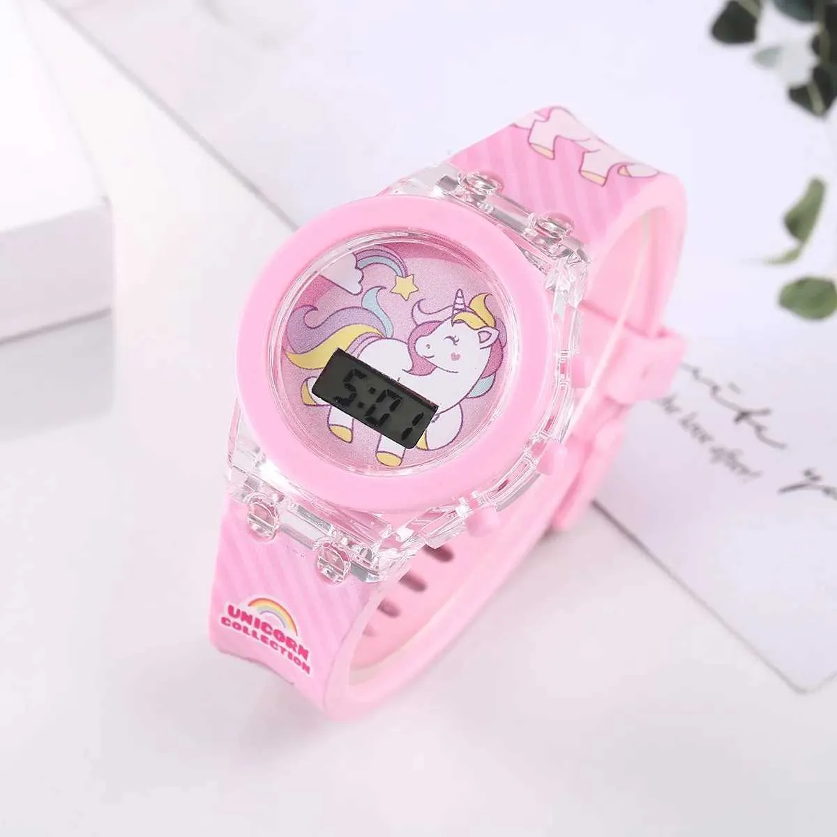 Unicorn Kids Watches, LED Digital Electronic Flash Glow Up Light Colourful  Childrens Clock for Girls, Birthday Gifts, Y240809