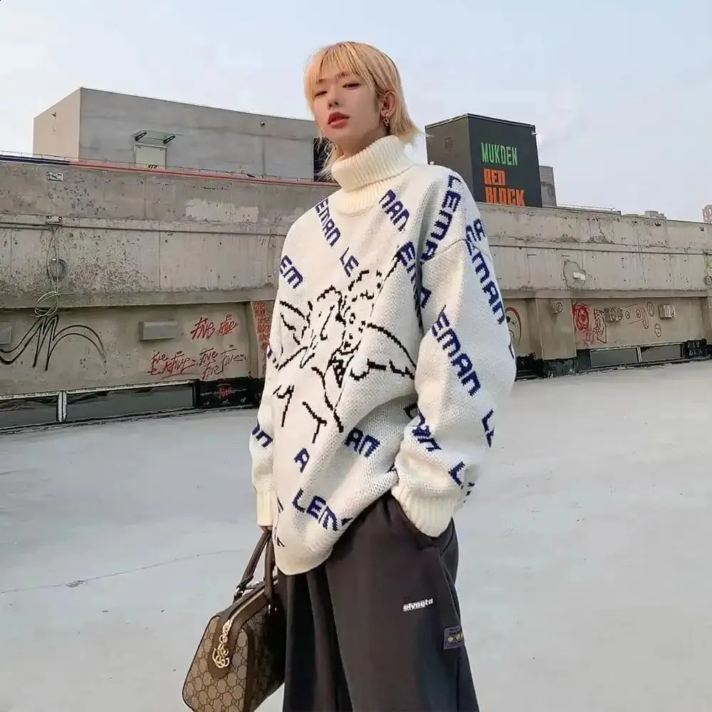 Thick Winter Turtleneck Oversized Sweaters Men High Street