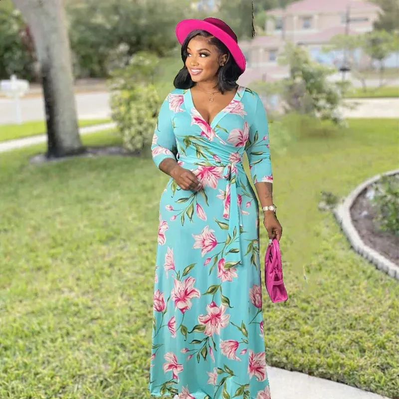 5xl Plus Size Dresses Women Clothing Elegant Fall Maxi Floral