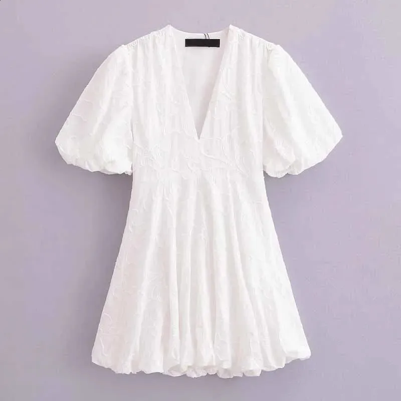 TRAF Floral Mini Women Dress V-Neck Embroidery Ruffle Short Sleeve Chiffon  Floor-Length Summer Dress from Dhgate Basic & Casual Dresses - price 53.27