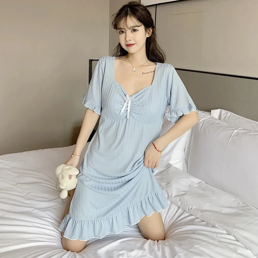 Cotton Night Dress for Women Large Size 7XL Summer Sleeping Dress with  Chest Pad from Dhgate Womens Plus Size Underwear - price 58.9