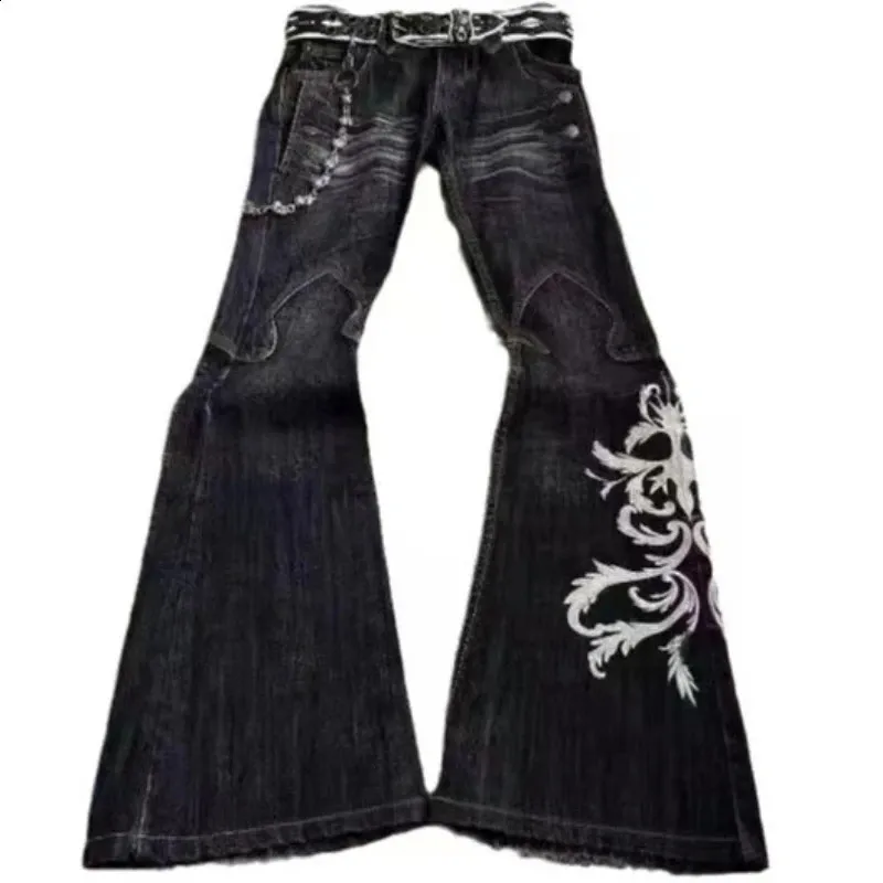 Y2K Flare Jeans: High Waist Embroidered Wide Leg Pants