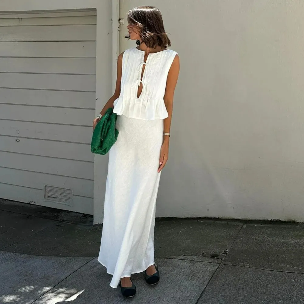 2 piece linen dress GRACE EMB 2-Piece Linen Dress 2Pc  khas jora