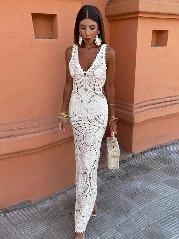 Elegant White Crochet Dress: Sleeveless, Backless, Perfect for Summer Evenings - Shop Now! from Dhgate Basic & Casual Dresses - price 44.93 Elegant White Crochet Dress: Sleeveless, Backless, Perfect for Summer Evenings - Shop Now! from Dhgate Basic & Casual Dresses - price 44.93