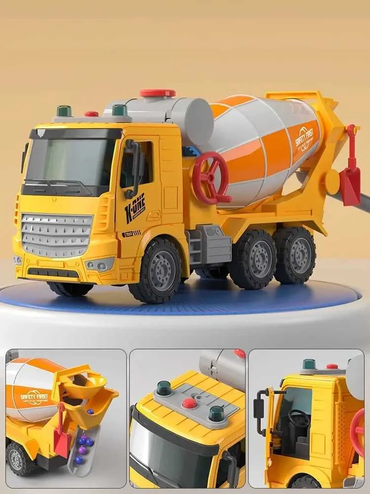 Large Simulation Engineering Mixer Truck Model Inertia Transporter Concrete Cement Truck Light Music Children Toys Gift