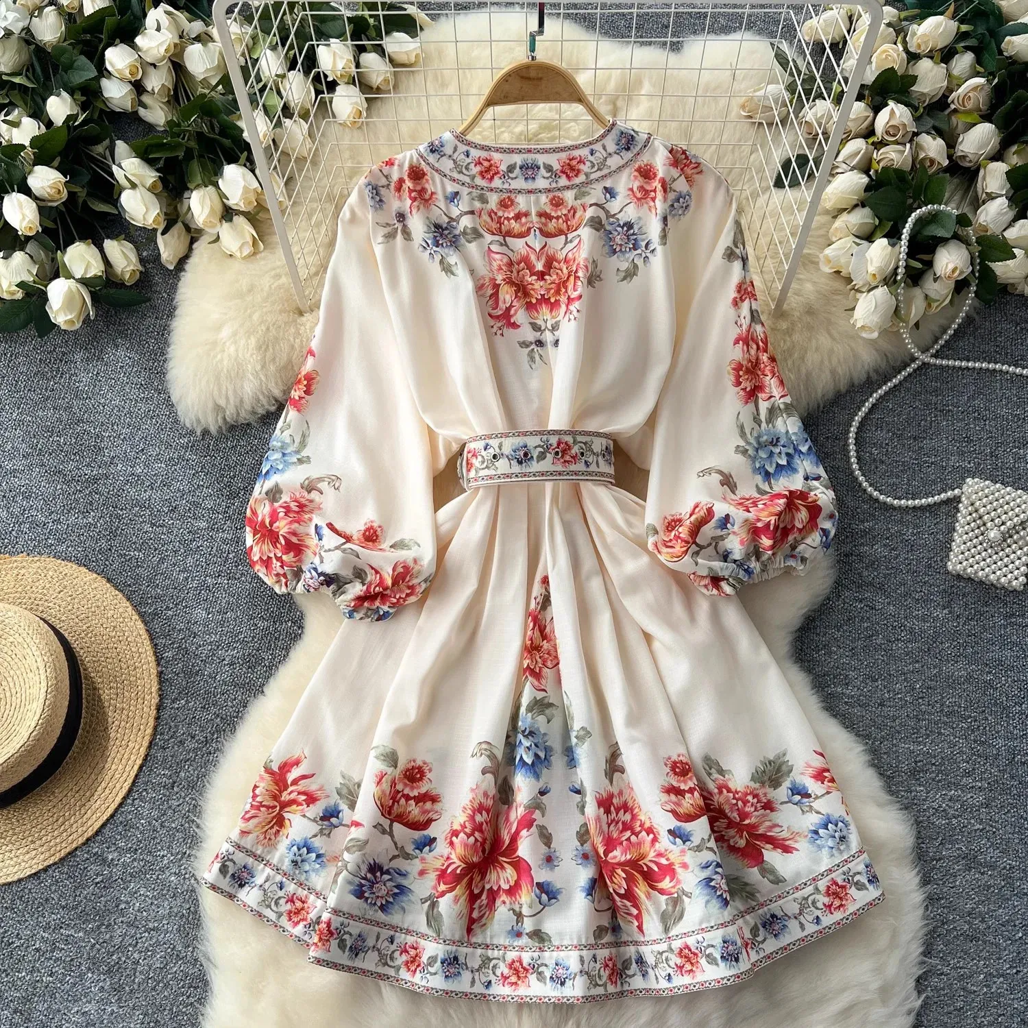 美品 Autumn Floral Lace Trimmed Dress Zimmermann Women's Unbridled Tucked Dress - Ash Garden