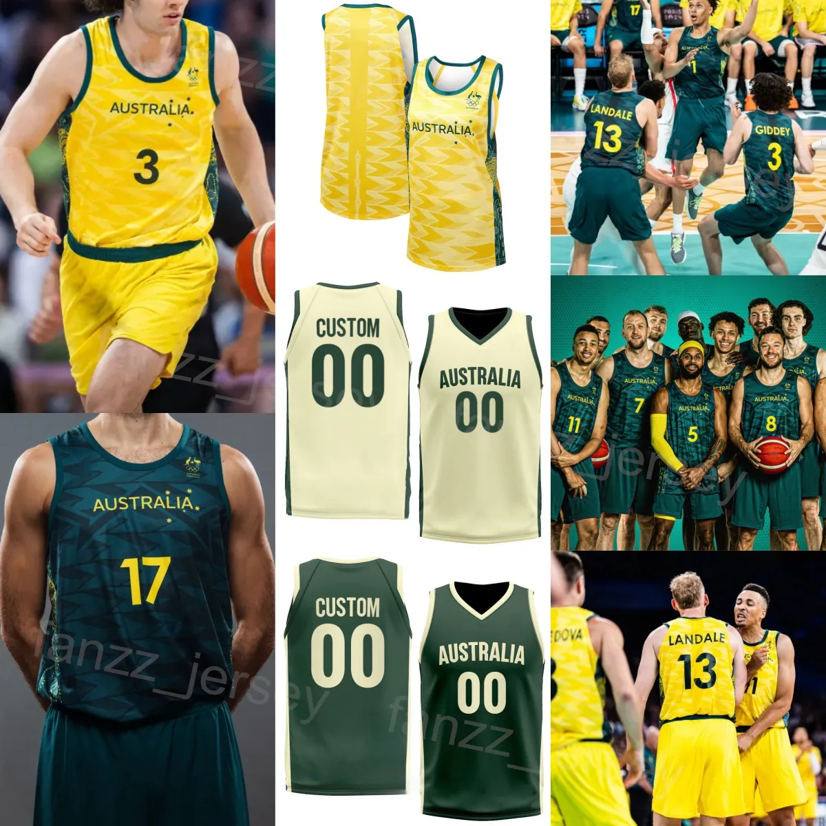 パティミルズ　オーストラリア代表Jersey Australian Basketball Jersey | Green & Beige | Patty Mills