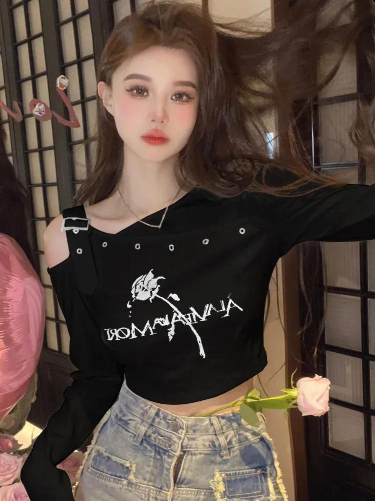 Long Sleeve Fairy T-shirt 100% Cotton High Waist Cut Top Womens