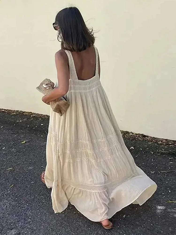 Chiffon Floor-Length Lace Patchwork Sling Dress for Women with Square  Collar and Sleeveless Backless Design from Dhgate Basic & Casual Dresses -  price 56.22