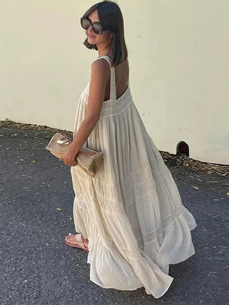 Chiffon Floor-Length Lace Patchwork Sling Dress for Women with Square  Collar and Sleeveless Backless Design from Dhgate Basic & Casual Dresses -  price 56.22