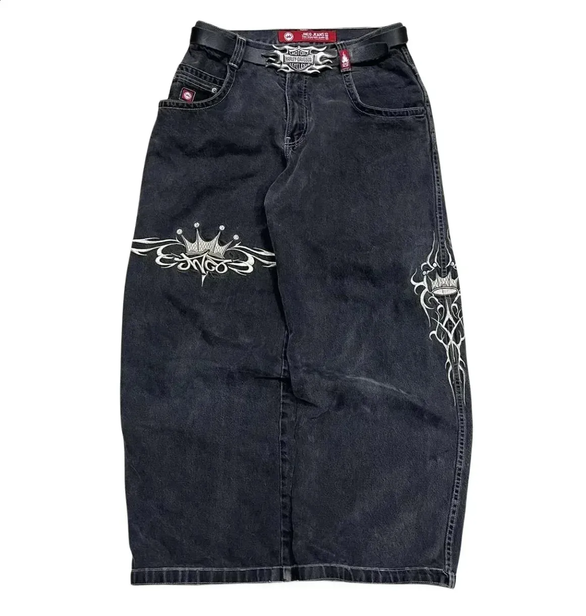 JNCOメンズバギージーンズY2Kカーゴストリートウェア特大デニム
